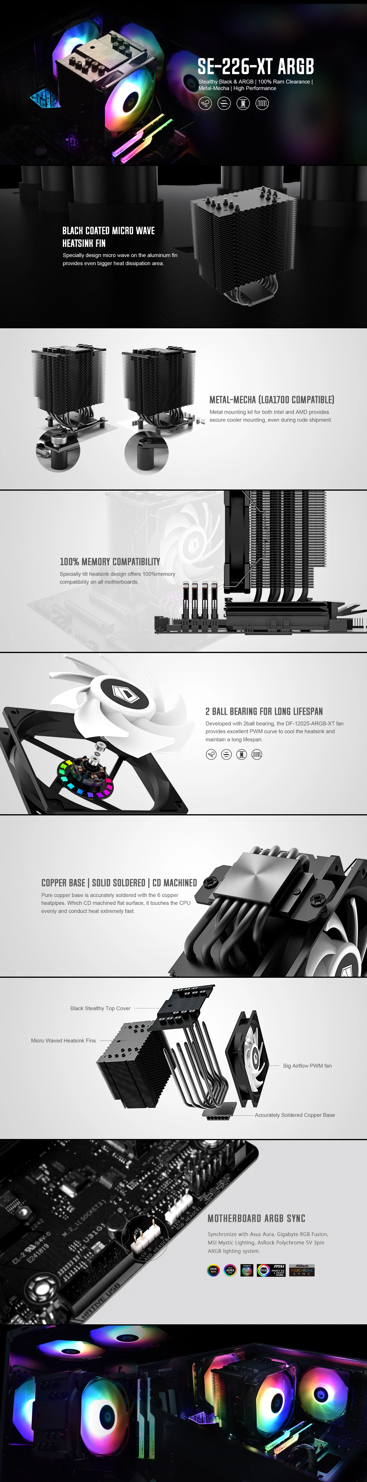 ID Cooling SE-226-XT ARGB CPU Cooler - Black