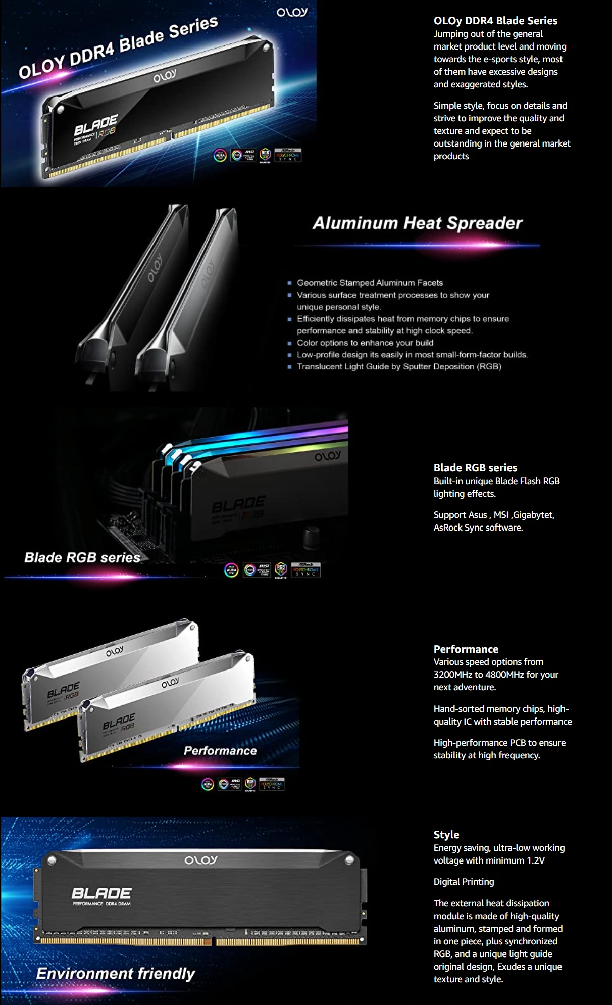 OLOY Blade Aura Sync RGB 16GB (2x8GB) 3600MHz DDR4 RAM