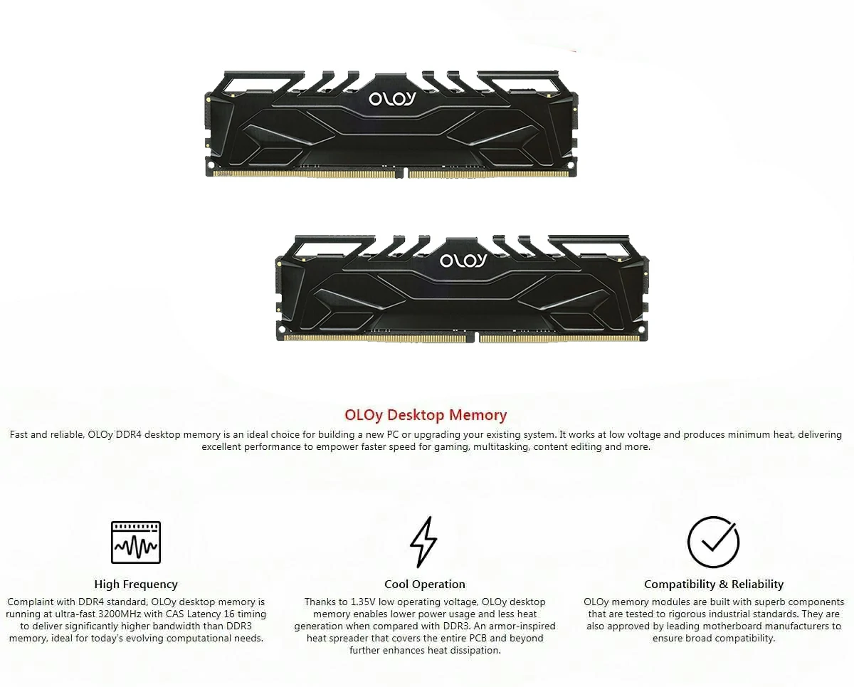 OLOY Owl DDR4 Memory 8GB 3000Mhz - Black