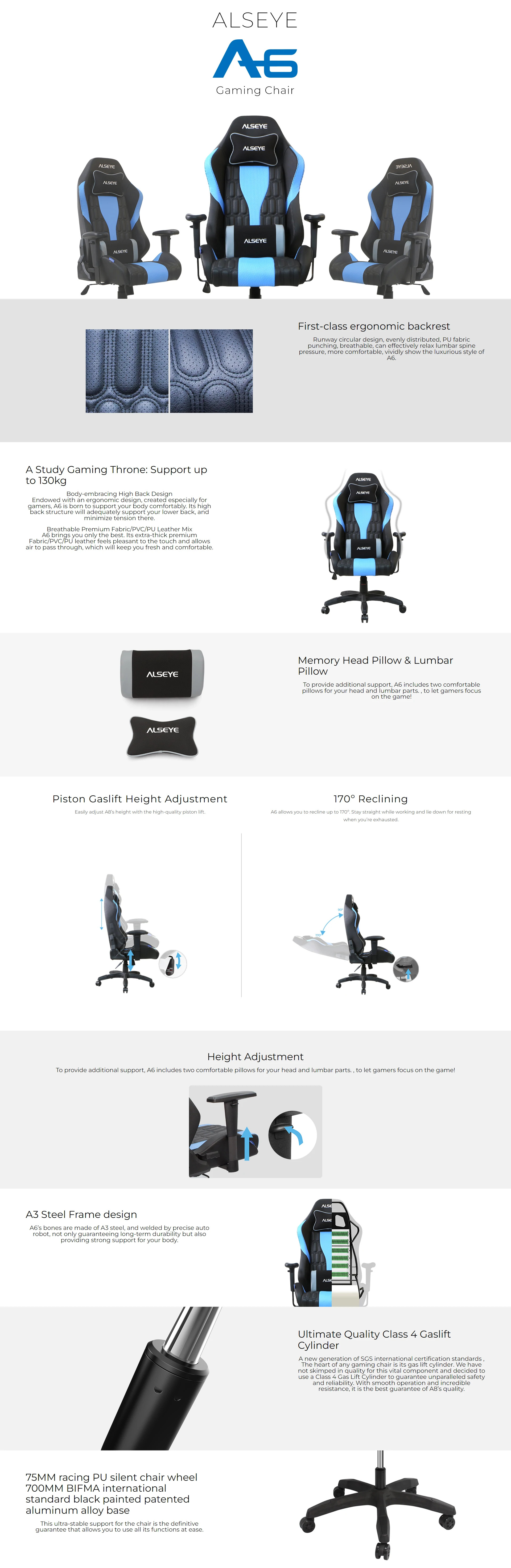 Overview - Alseye A6 Gaming Chair