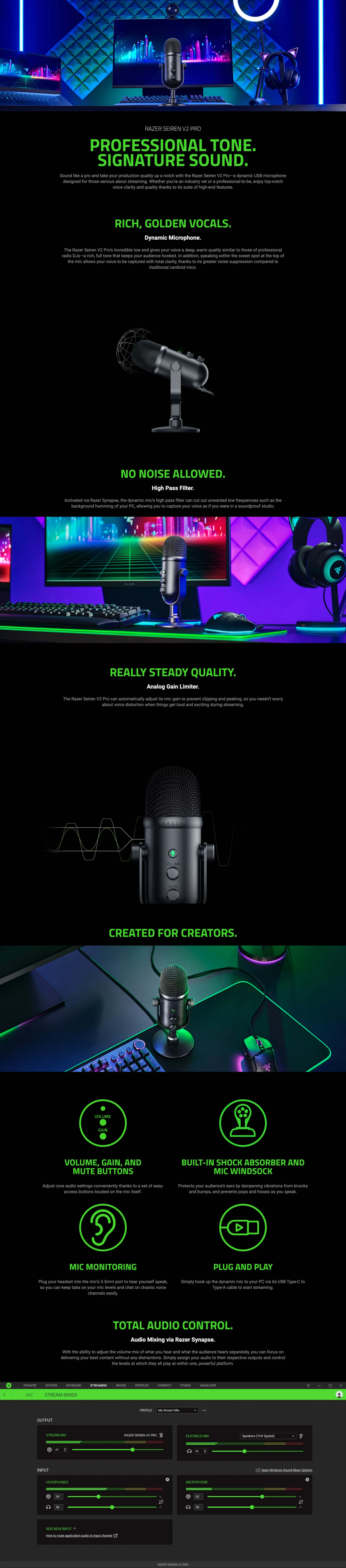 Razer Seiren V2 Pro Professional-grade USB Microphone